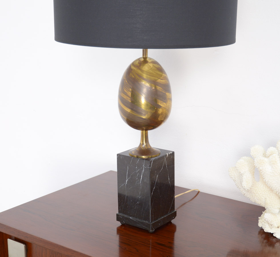 Black Marble And Brass Table Lamp Vintage Design Point 8277