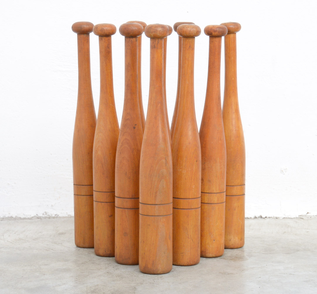 Set Of Vintage Wooden Bowling Pins Vintage Design Point