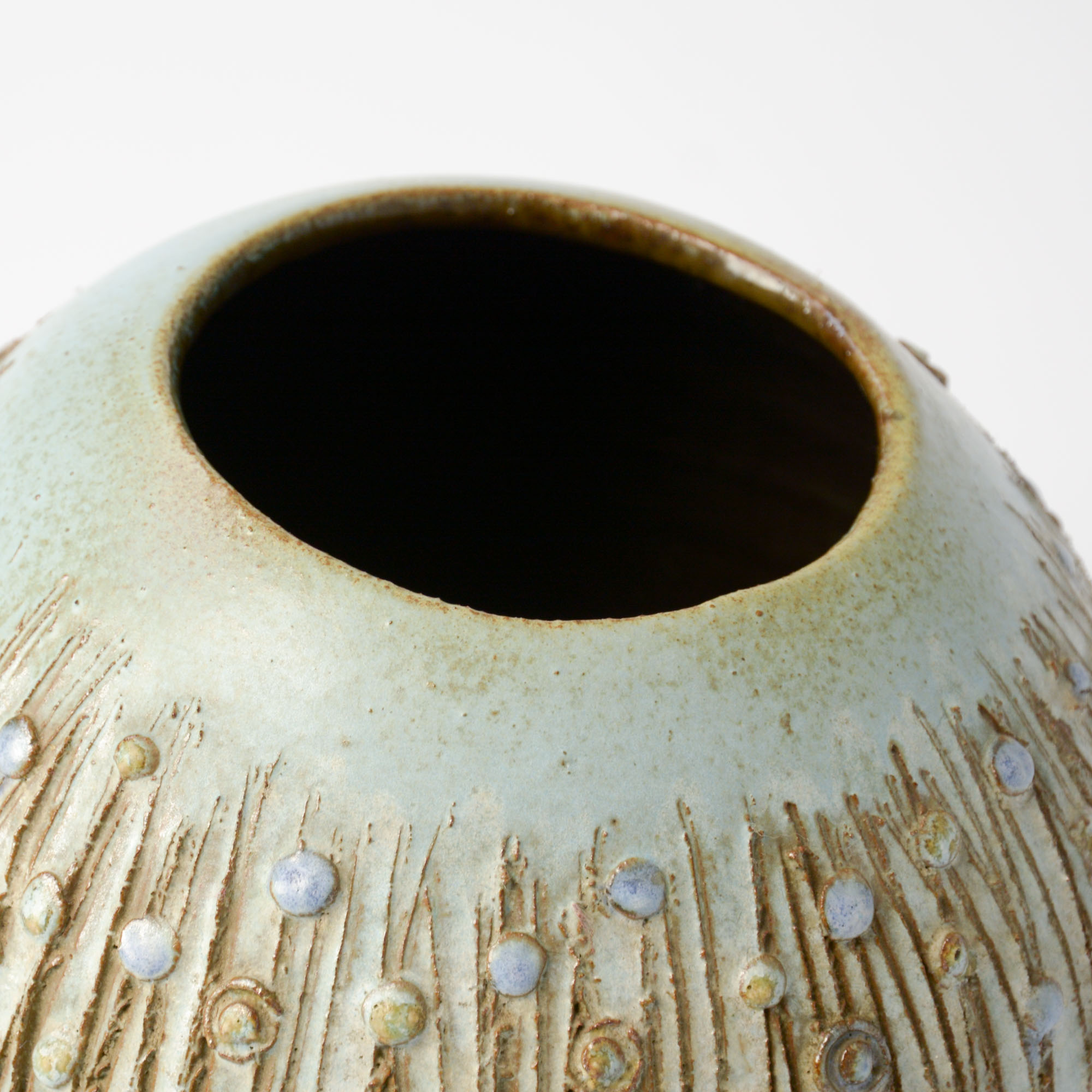 Light Blue Brutalist Ceramic Vase by Perignem, 1970s - Vintage Design Point