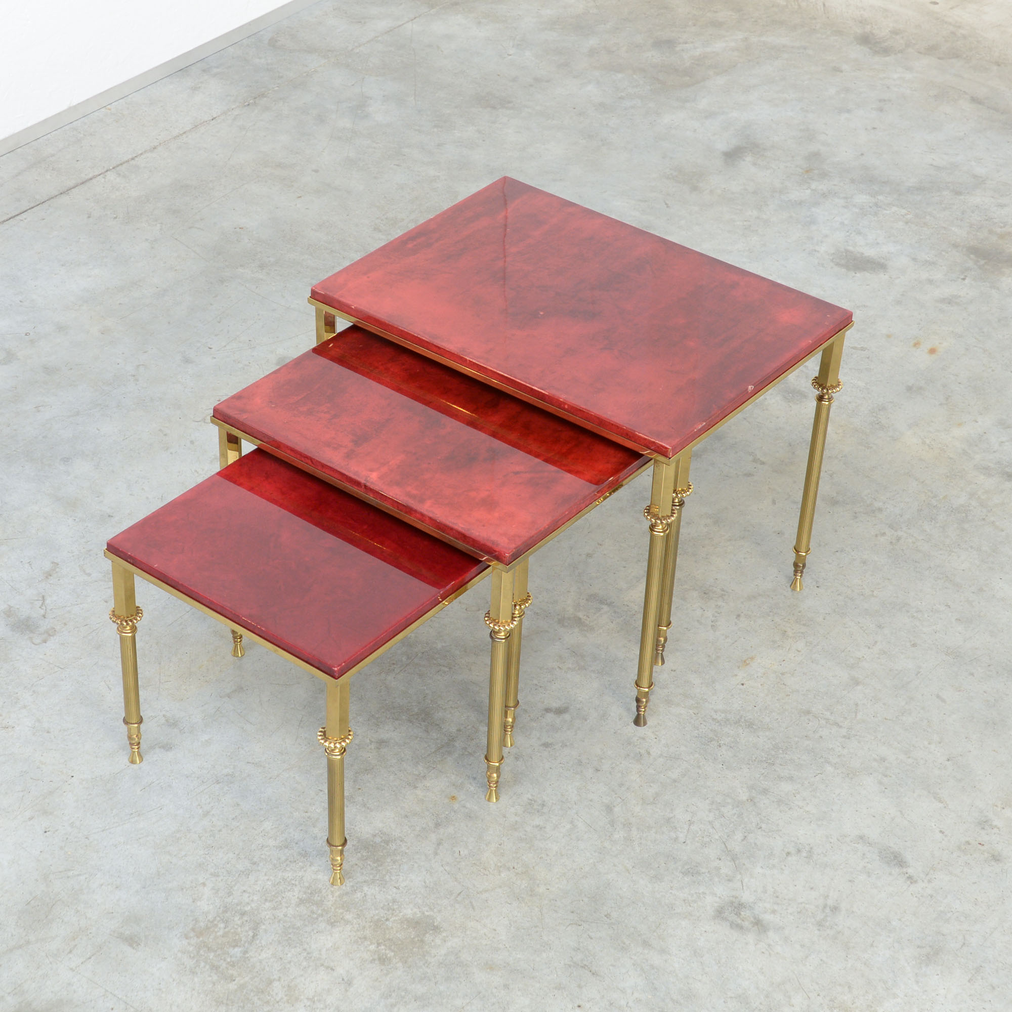 Decorative Set of 3 Nesting Tables by Aldo Tura Vintage Design Point