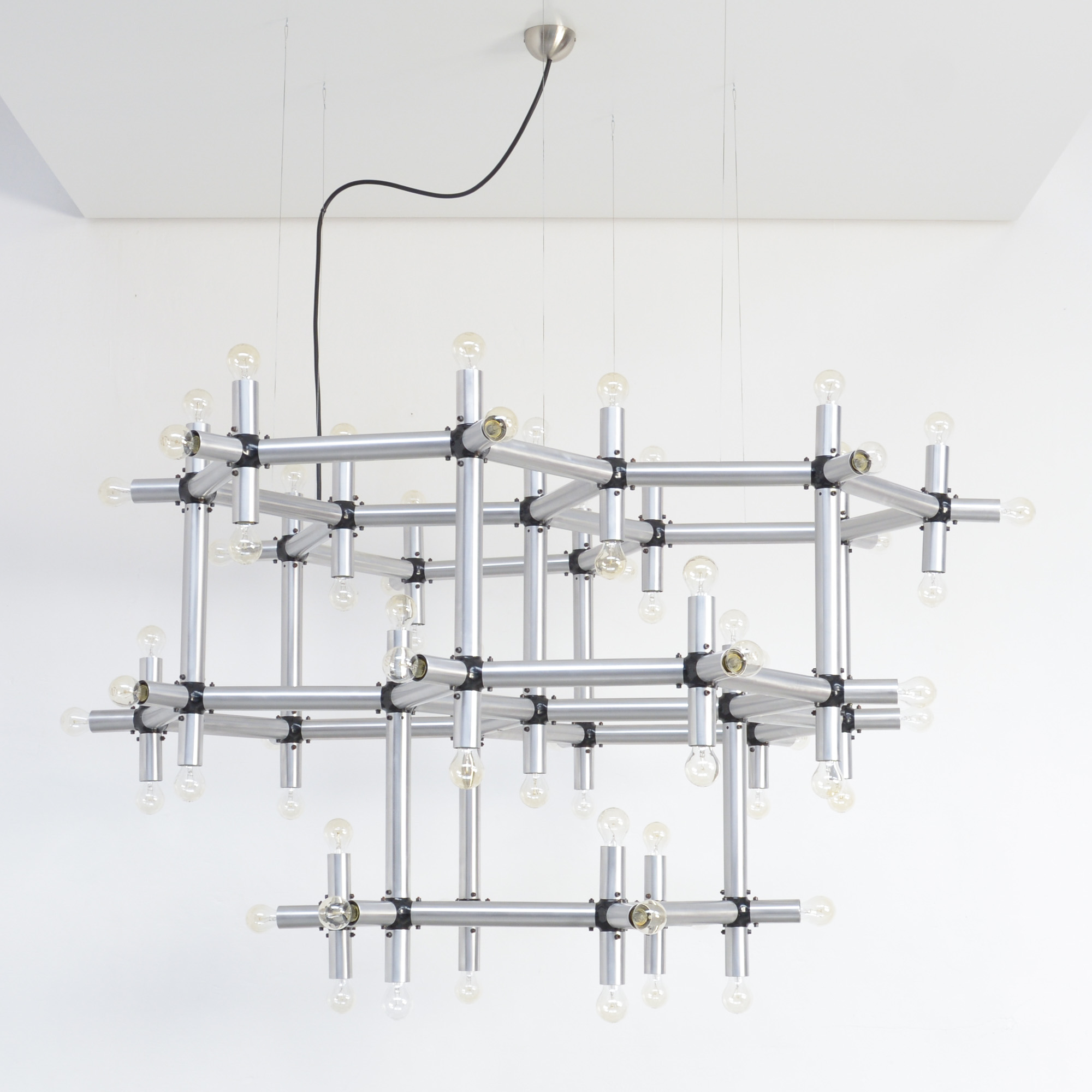 Impressive Hexagonal Chandelier by Robert Haussmann for Swiss Lamps ...