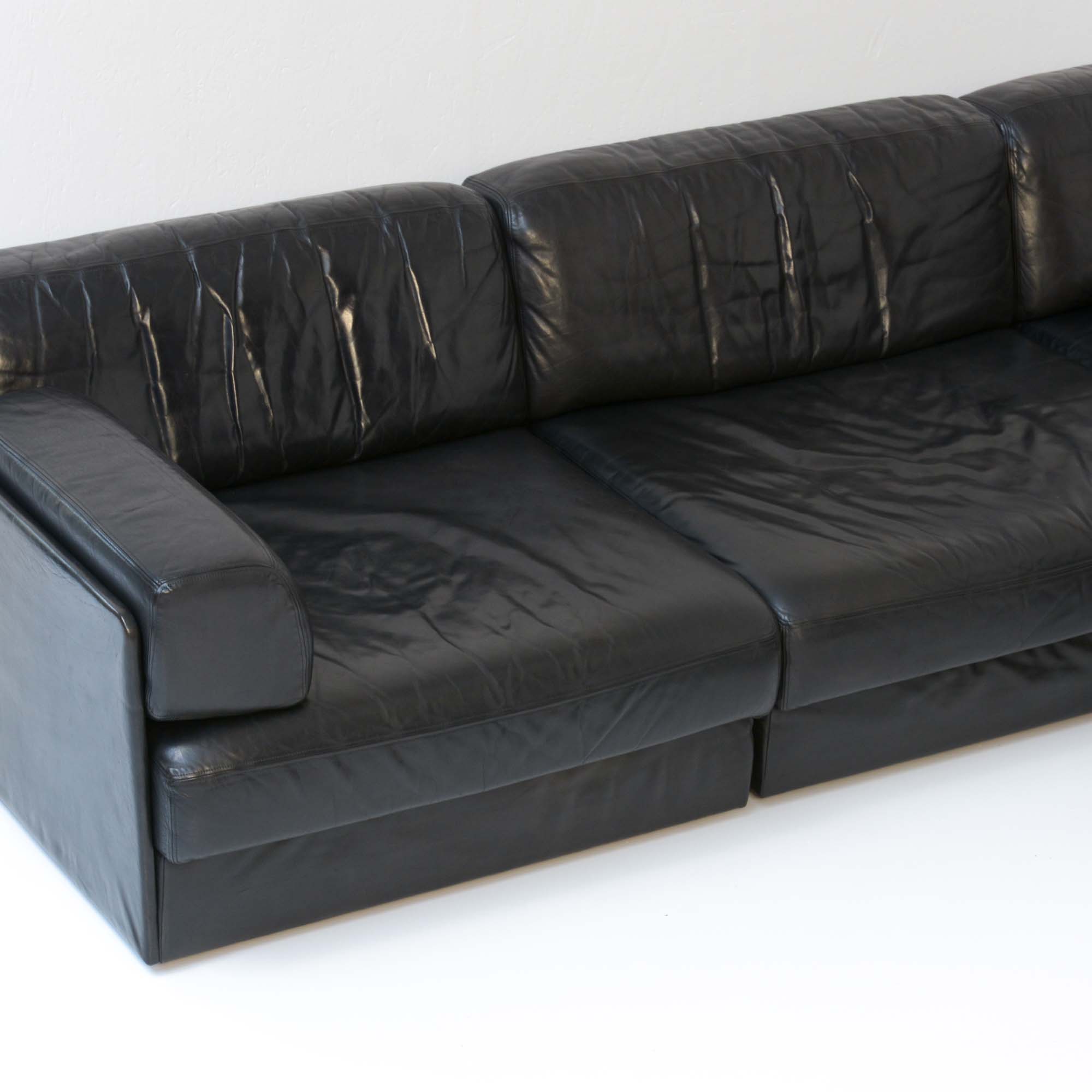 DS 76 De Sede Black Leather Modular Sofa Set - Vintage ...